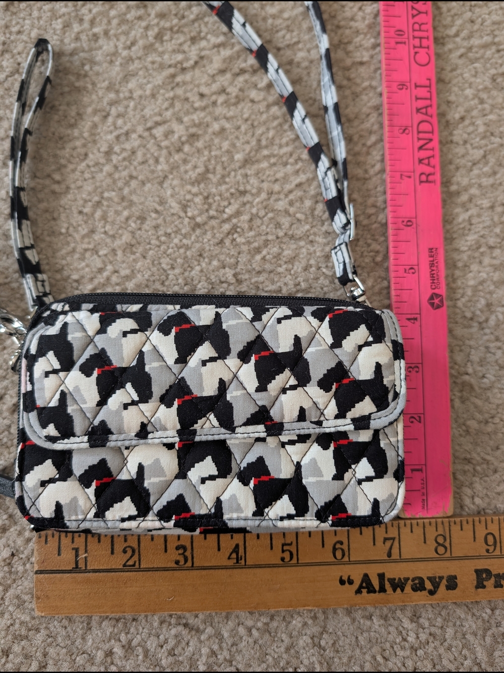 Vera Bradley All-In-One Quilted Crossbody Wallet Bag In Scottie Dog Pattern - Picture 3 of 6